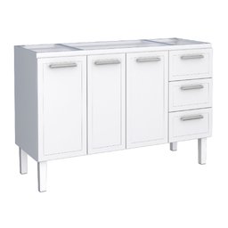 Gabinete de Cozinha Para Pia 140 em Aço Apolo 3 Gavetas Branco - Cozimax - 1