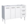 Gabinete de Cozinha Para Pia 140 em Aço Apolo 3 Gavetas Branco - Cozimax - 1