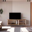 Ver imagem 5 de Rack para TV até 60 Polegadas Curvo com Puxadores em Metal Estilo Industrial 100% MDF 141cm Tucupí Bege