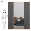 Ver imagem 4 de Guarda Roupa Casal 4 Portas com Espelho e 3 Gavetas Attore - Amêndola/grafito