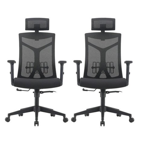 Kit 2 Cadeiras Escritório Presidente NR17 Office Lugano Preto