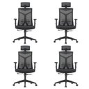 Ver imagem 1 de Kit 4 Cadeiras Escritório Presidente NR17 Office Lugano Preto