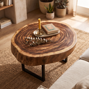 Ver imagem 6 de Mesa de Centro Orgânica Madeira Maciça Rústica Espessa Tampo 10cm