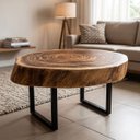 Ver imagem 1 de Mesa de Centro Orgânica Madeira Maciça Rústica Espessa Tampo 10cm