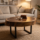 Ver imagem 3 de Mesa de Centro Orgânica Madeira Maciça Rústica Espessa Tampo 10cm