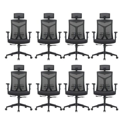 Kit 8 Cadeiras Escritório Presidente NR17 Office Lugano Preto