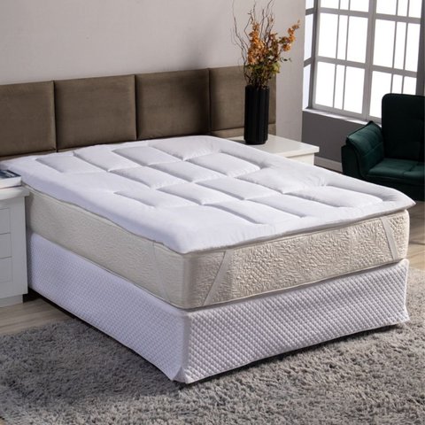 Pillow Top Protetor de Colchão Cama Casal Box Toque Macio Branco
