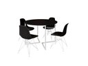 Ver imagem 1 de Mesa Industrial Base Ferro Branco em V Tampo 110cm Preto 4 Cadeiras Pretas Ferro Branco