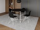 Ver imagem 2 de Mesa Industrial Base Ferro Branco em V Tampo 110cm Preto 4 Cadeiras Pretas Ferro Branco