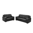 Ver imagem 2 de Conjunto Sofás de 2 e 3 Lugares Ref. 660 - Corino Preto - Rondomóveis Corino Preto