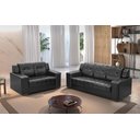 Ver imagem 3 de Conjunto Sofás de 2 e 3 Lugares Ref. 660 - Corino Preto - Rondomóveis Corino Preto