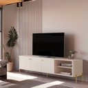 Ver imagem 1 de Rack para TV até 75 Polegadas Curva Estilo Industrial 100% MDF 181cm Tucupí Off White Dourado