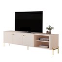 Ver imagem 3 de Rack para TV até 75 Polegadas Curva Estilo Industrial 100% MDF 181cm Tucupí Off White Dourado