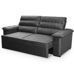 Sofá Retrátil Reclinável 3 Lugares com Molas 2,00m Quantum Suede Velut Cinza - King House - 9 Sofá Retrátil Reclinável 3 Lugares com Molas 2,00m Quantum Suede Velut Cinza - King House - 9