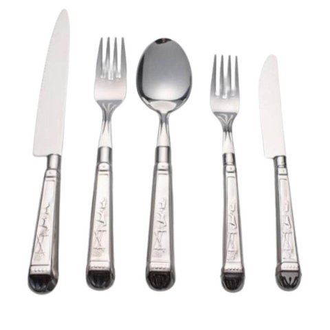 Faqueiro 30PÇS Inox Decorado 6 Pessoas Garfos Facas Colheres Talheres Mesa Posta