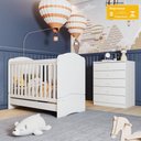 Ver imagem 1 de Quarto de Bebê Completo Flocos Casa 812 com Berço 2 em 1 e Cômoda 5 Gavetas