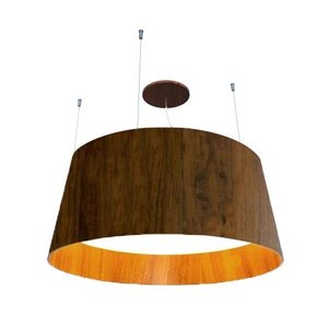 Lustre Pendente Cônico 62x23cm 5xE27 em Madeira - Imbuia
