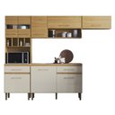 Ver imagem 2 de Cozinha Compacta Modulada 4 Peças Santiago 197,5x250x38,5 cm Bege/Ipê/Cristalo/Petra