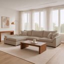 Ver imagem 1 de Sofá de Canto 6 Lugares Chaise Modulado 280cm com Base em Madeira Maciça Dominique Yescasa
