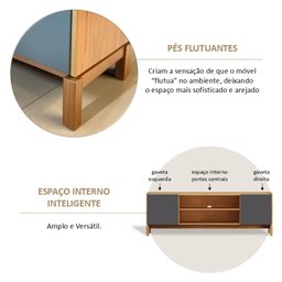 Rack para TV até 50 Polegadas em Madeira Maciça e MDF Linha Barcelona  - 5