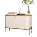 Ver imagem 3 de Mesa de Cabeceira Curva 1 Gaveta Pés e Puxadores em Metal 76cm Tucupí