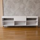 Ver imagem 5 de Rack para TV até 55 Polegadas Florença 1 Porta 2 Prateleiras Branco Fosco - Panorama Móveis