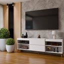 Ver imagem 1 de Rack para TV até 55 Polegadas Florença 1 Porta 2 Prateleiras Branco Fosco - Panorama Móveis