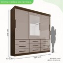 Ver imagem 5 de Guarda Roupa Casal 3 Portas 9 Gavetas com Espelho Luana