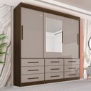 Ver imagem 2 de Guarda Roupa Casal 3 Portas 9 Gavetas com Espelho Luana
