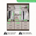 Ver imagem 3 de Guarda Roupa Casal 3 Portas 9 Gavetas com Espelho Luana