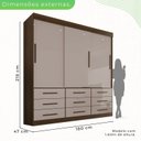 Ver imagem 5 de Guarda Roupa Casal 3 Portas 9 Gavetas Luana