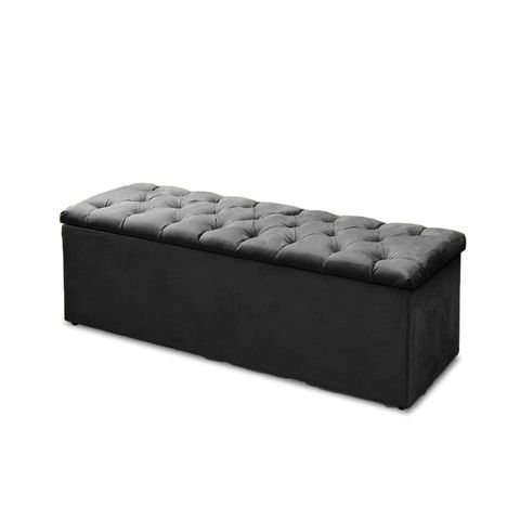 Calçadeira Báu Sofia 195cm Suede Preto - Vallisa Decor