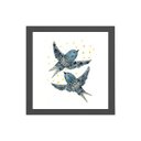 Ver imagem 1 de Quadro Quadrado Desenho Passarinhos 20x20cm:Madeira branca