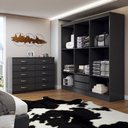 Ver imagem 2 de Guarda-roupa Casal Aiden 6 Portas 2 Gavetas com Cômoda 10 Gavetas Preto - Panorama Móveis