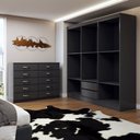 Ver imagem 5 de Guarda-roupa Casal Aiden 6 Portas 2 Gavetas com Cômoda 10 Gavetas Preto - Panorama Móveis