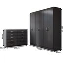 Ver imagem 4 de Guarda-roupa Casal Aiden 6 Portas 2 Gavetas com Cômoda 10 Gavetas Preto - Panorama Móveis