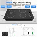 Ver imagem 4 de Vbgk Cooktop Elétrico 30" Indução 6000w com 4 Bocas, Controle por Botão (preto)