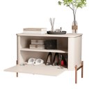 Ver imagem 6 de Mesa de Cabeceira Curva 1 Gaveta e 1 Nicho Pés e Puxadores em Metal 45cm Tucupí