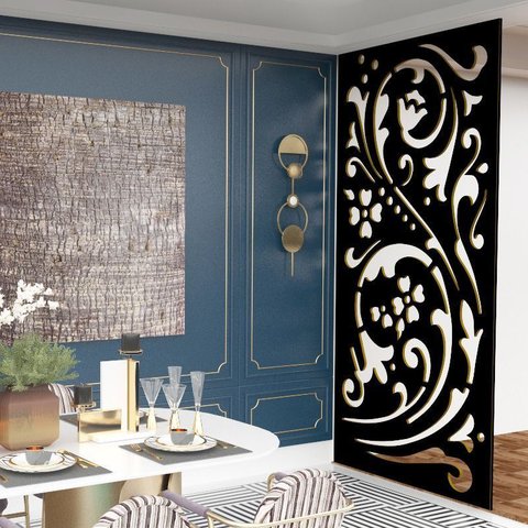 Painel Vazado Divisória Mdf Marselha Preto - 0,90x2,40m