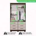Ver imagem 3 de Guarda Roupa com Pés 2 Portas 6 Gavetas Luana