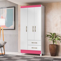 Guarda Roupa 3 Portas Lima Branco Rosa 951440 Moval - 2