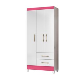 Guarda Roupa 3 Portas Lima Branco Rosa 951440 Moval - 1