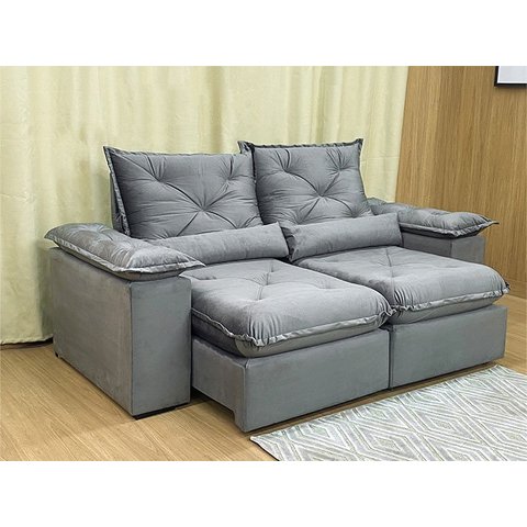 Sofá Retrátil Reclinável 1,80 m Cinza 502 Zuqui Plus