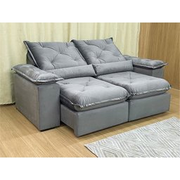 Sofá Retrátil Reclinável 1,80 m Cinza 502 Zuqui Plus - 2