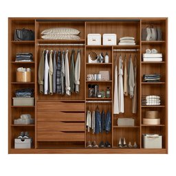 Guarda Roupa Casal Laredo 4 Portas Flex Nogueira/nude Prime com Espelho - Demartêz - 3 Guarda Roupa Casal Laredo 4 Portas Flex Nogueira/nude Prime com Espelho - Demartêz - 3