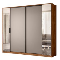 Guarda Roupa Casal Laredo 4 Portas Flex Nogueira/nude Prime com Espelho - Demartêz - 1 Guarda Roupa Casal Laredo 4 Portas Flex Nogueira/nude Prime com Espelho - Demartêz - 1