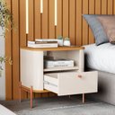 Ver imagem 5 de Mesa de Cabeceira Curva 1 Gaveta e 1 Nicho Pés e Puxadores em Metal 45cm Tucupí