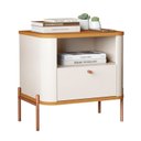 Ver imagem 3 de Mesa de Cabeceira Curva 1 Gaveta e 1 Nicho Pés e Puxadores em Metal 45cm Tucupí