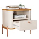 Ver imagem 6 de Mesa de Cabeceira Curva 1 Gaveta e 1 Nicho Pés e Puxadores em Metal 45cm Tucupí