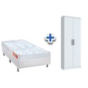Ver imagem 1 de Cama Box Solteiro CRC + Colchão Orthocrin + Armário Multiuso Margarida Branco